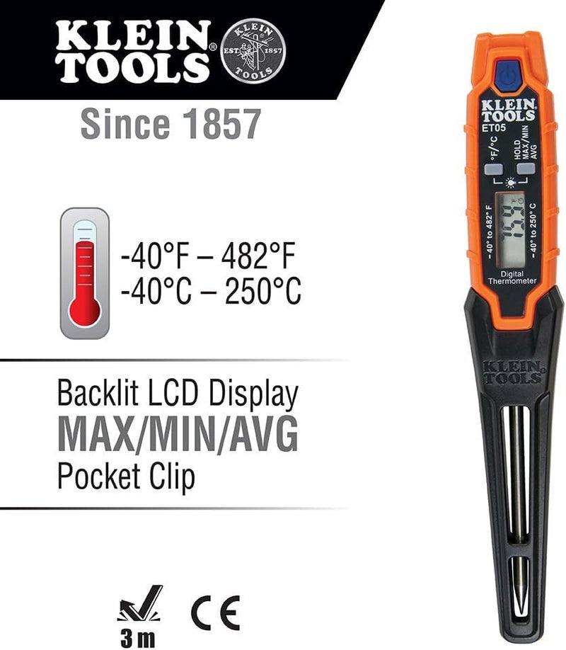 Klein Tools 80049 HVAC Tool Kit with 3-in-1 Pocket Screwdriver, 8-in-1 Screwdriver/Nut Driver, and Digital Pocket Thermometer, 3 Piece - Image 4